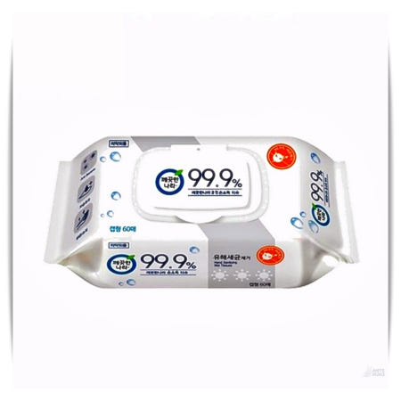 휴대용 손소독 티슈 깨끗한나라 60매 캡형 1개입 위생 손세정 앤츠런3