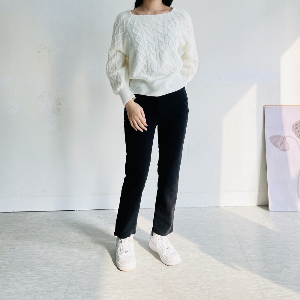 여성 피치 기모바지 키작녀바지 히든밴딩 스판 일자 팬츠 - 상세 이미지 5