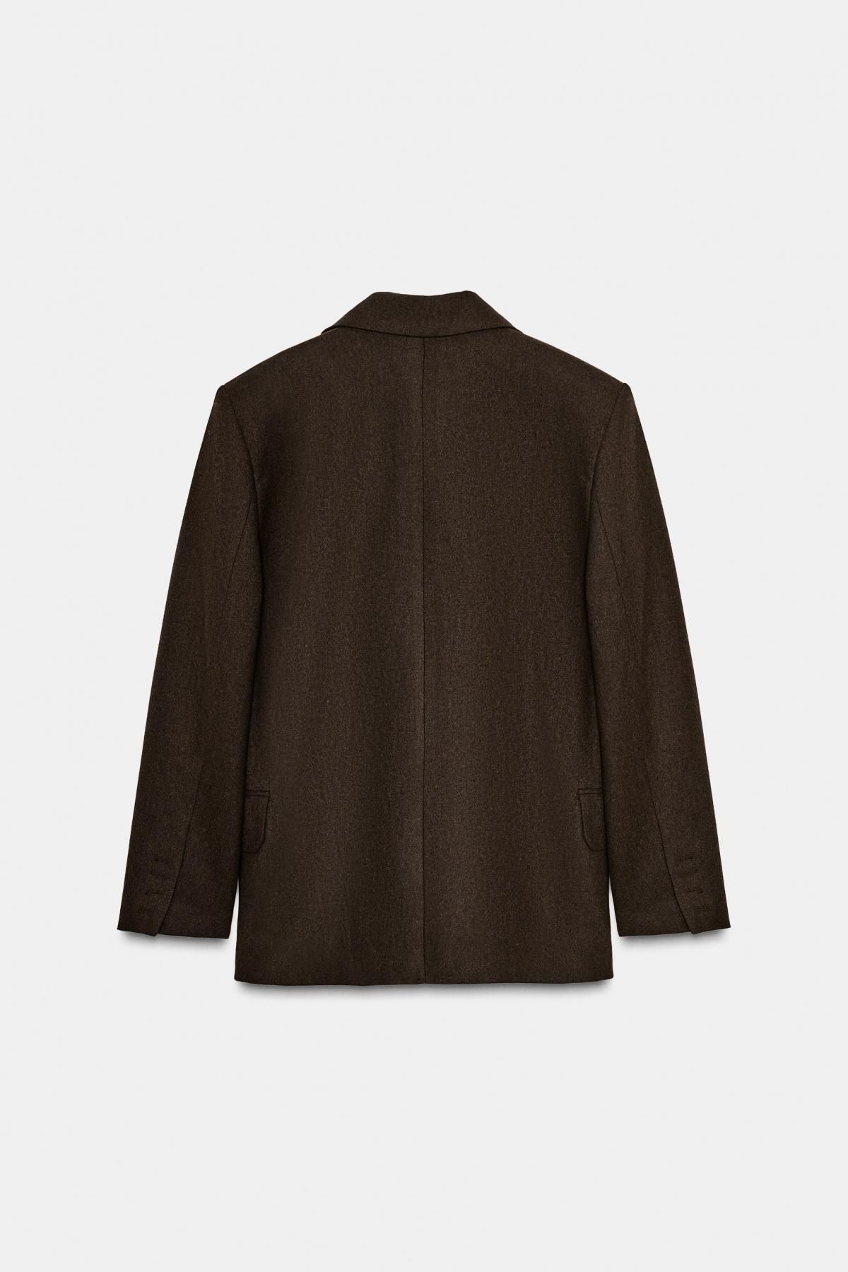 자라 더블브레스트 어깨패드 블레이저 1255/722 DARK BROWN - 상세 이미지 3
