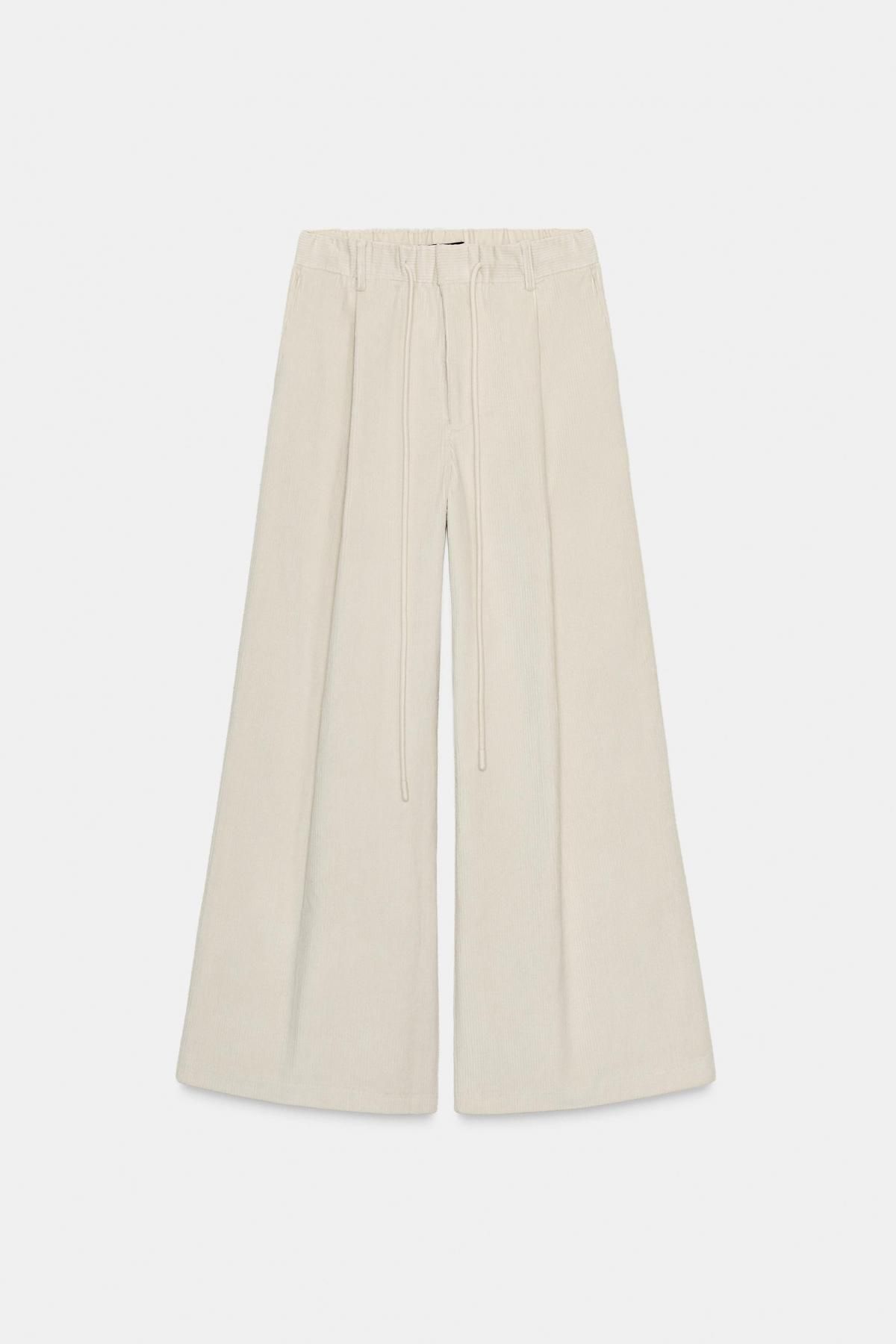 자라 코듀로이 와이드 스트레이트 팬츠 포켓 1255/573 OYSTER-WHITE - 상품 이미지