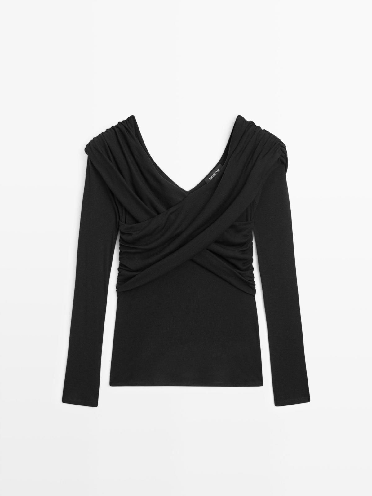 마시모두띠 오프숄더 테크니컬 소프트 블랙 탑 6244/531 BLACK - 상품 이미지