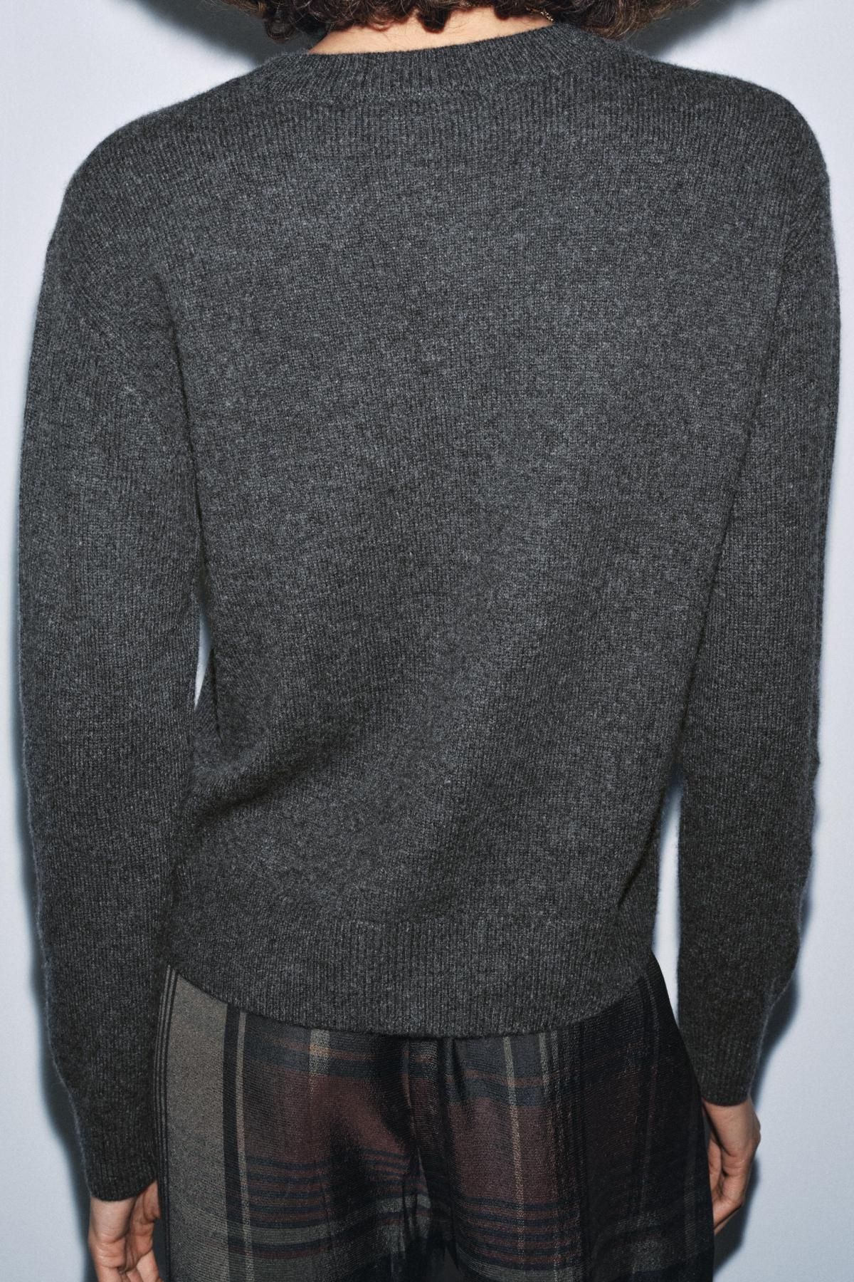 자라 프리미엄 캐시미어 라운드넥 니트 스웨터 2893/121 ANTHRACITE GREY - 상세 이미지 4