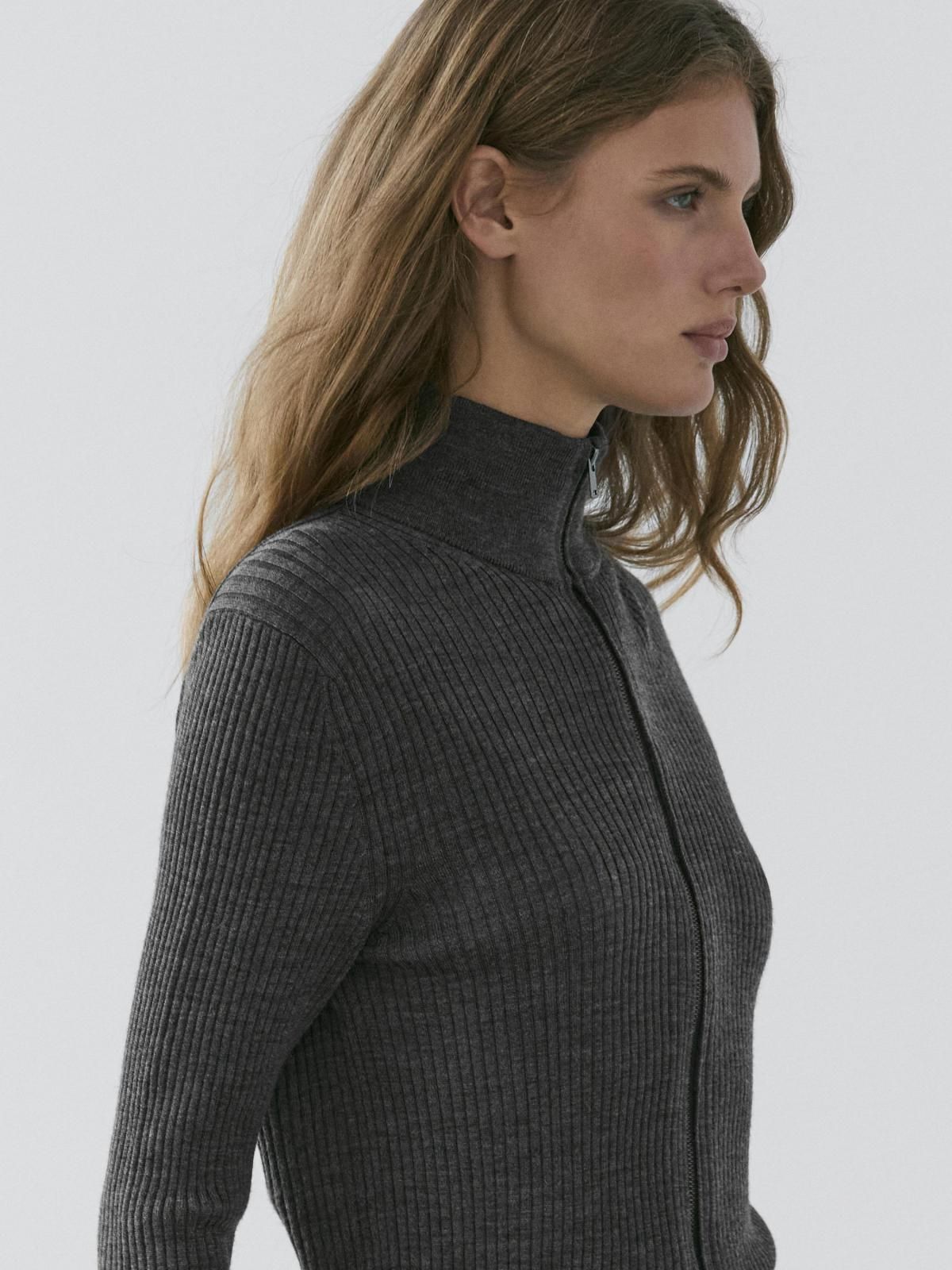 마시모두띠 프리미엄 울 하이넥 집업 가디건 5689/822 ANTHRACITE GREY - 상세 이미지 5