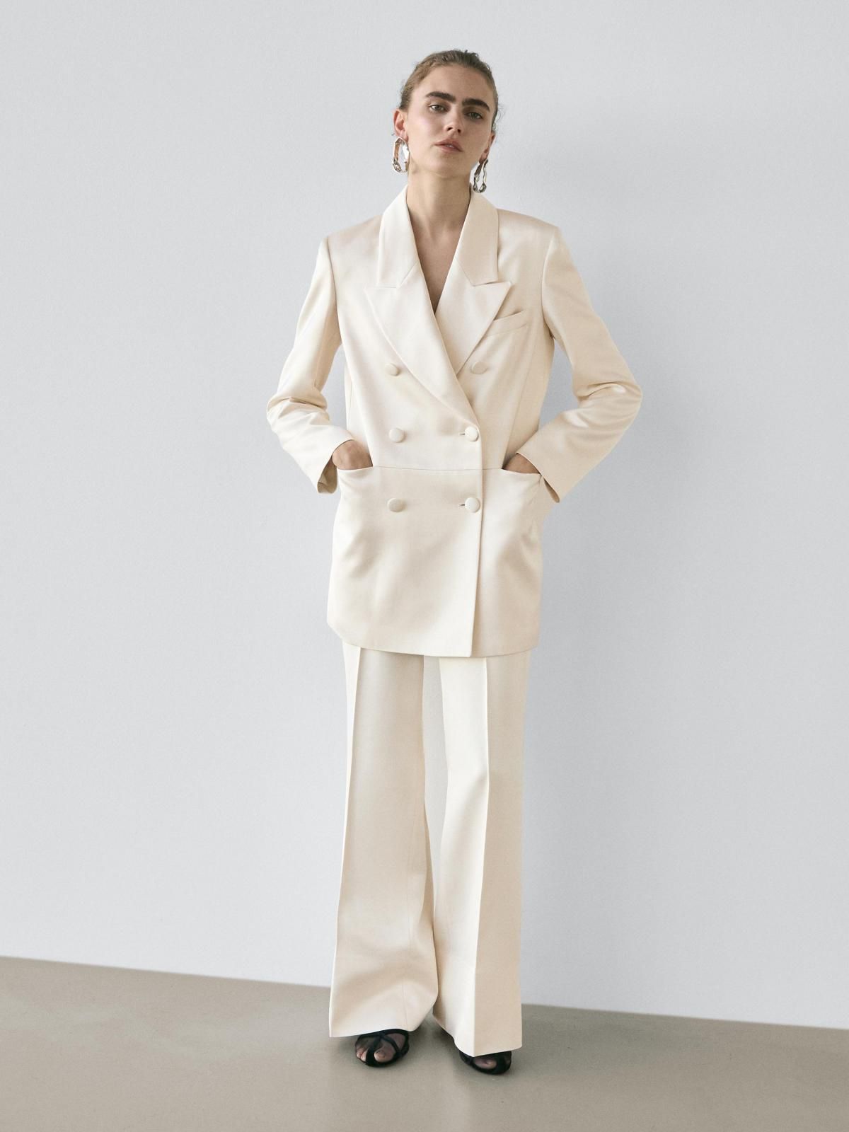 마시모두띠 새틴 테일러드 더블버튼 블레이저 9510/951 BEIGE - 상세 이미지 2