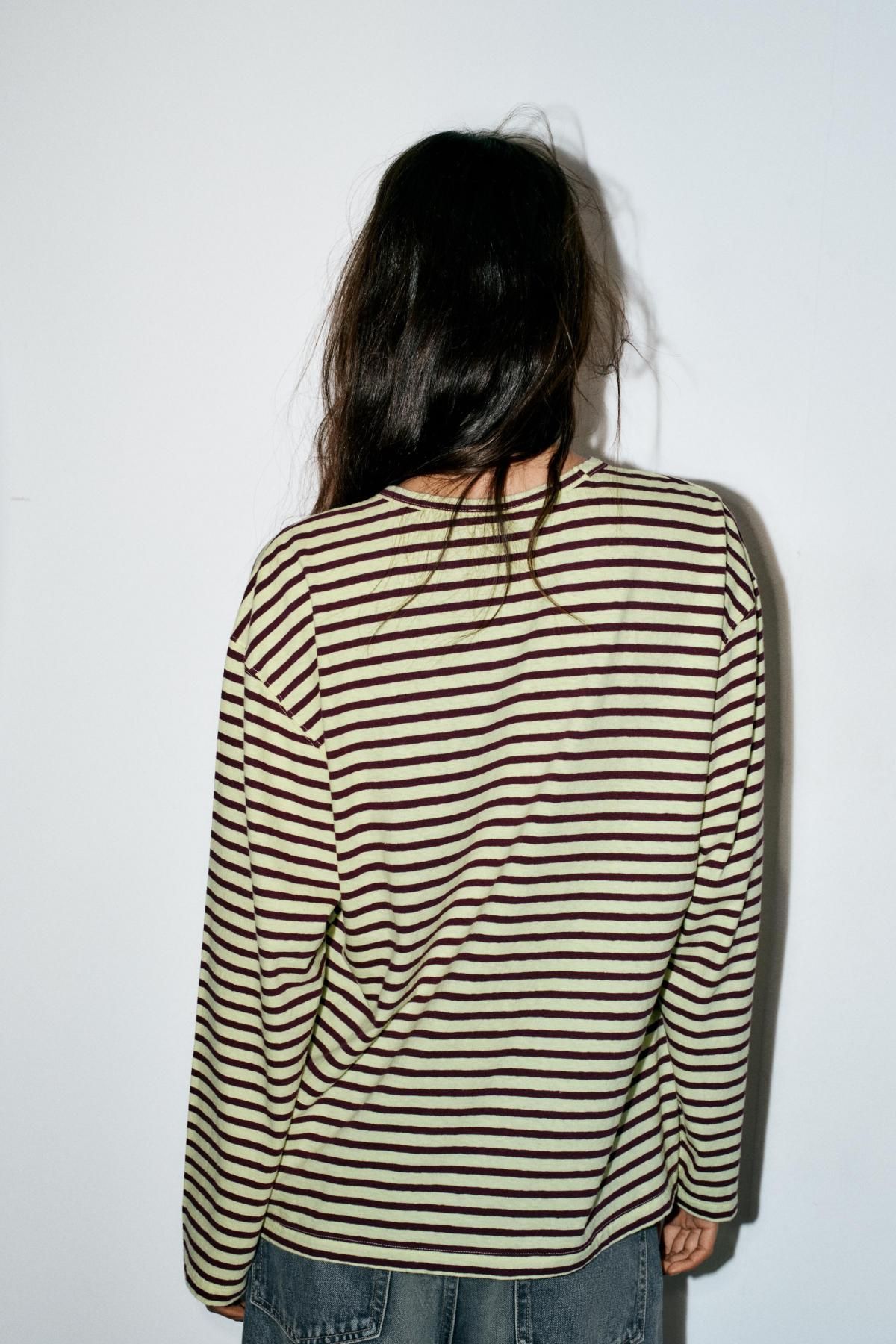 자라 스트라이프 코튼 린넨 긴팔 티셔츠 0858/821 STRIPED - 상세 이미지 4