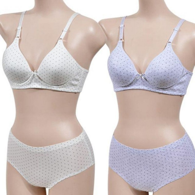 노와이어 베이직 폴카도트 누디라인 B컵 브라팬티세트 - 메인 이미지
