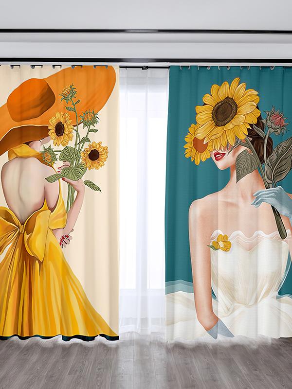 북유럽 감성 소녀 침실 거실 미용실 매장 분리용 패턴 1 폭 2.5m 아일렛형