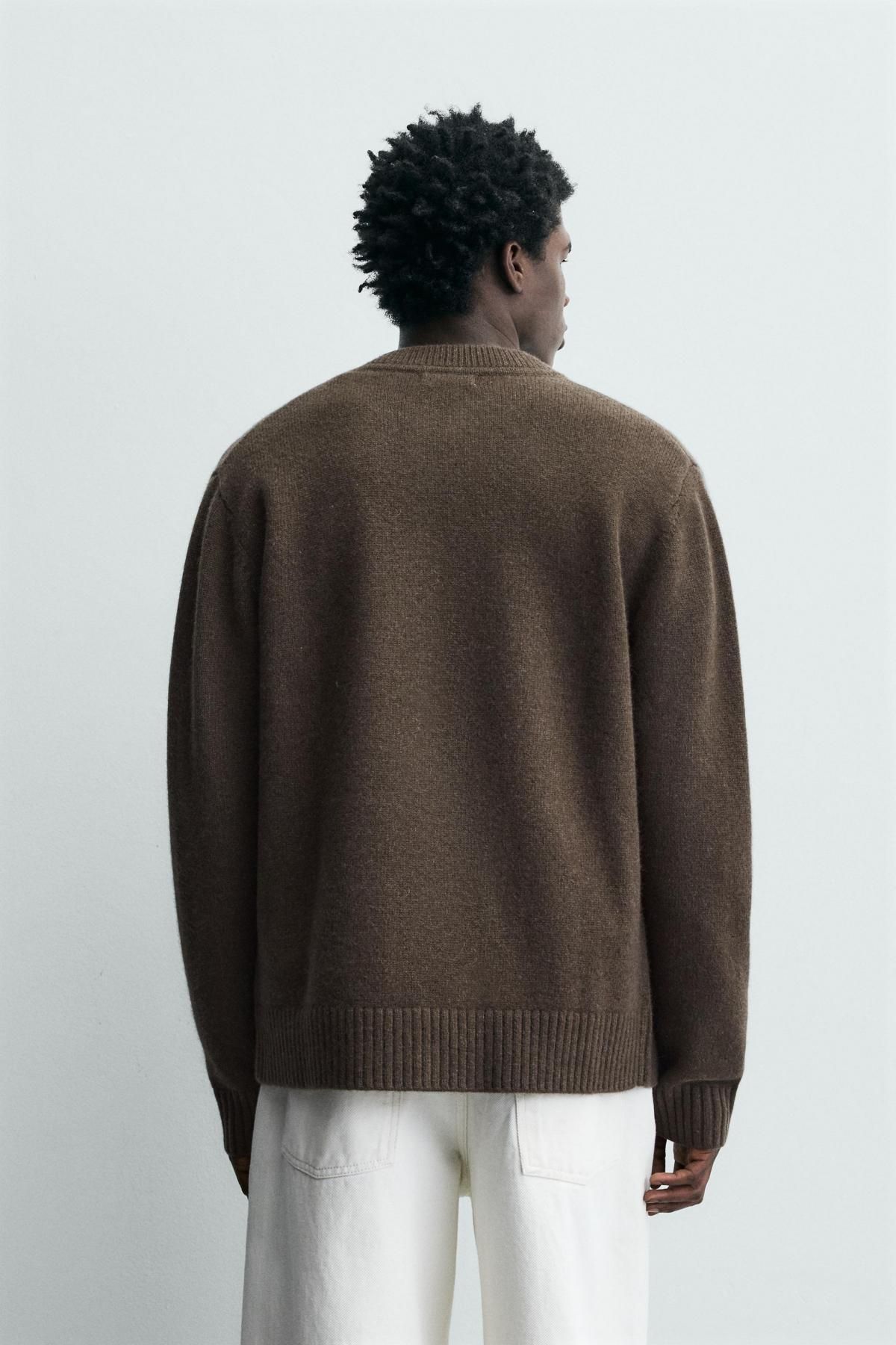 자라 브라운 울 테크니컬 집업 니트 재킷 2893/352 BROWN / TAUPE - 상세 이미지 4