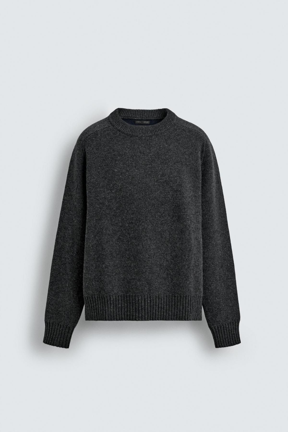 자라 더블페이스 라운드 울 니트 스웨터 2893/367 ANTHRACITE GREY - 상품 이미지