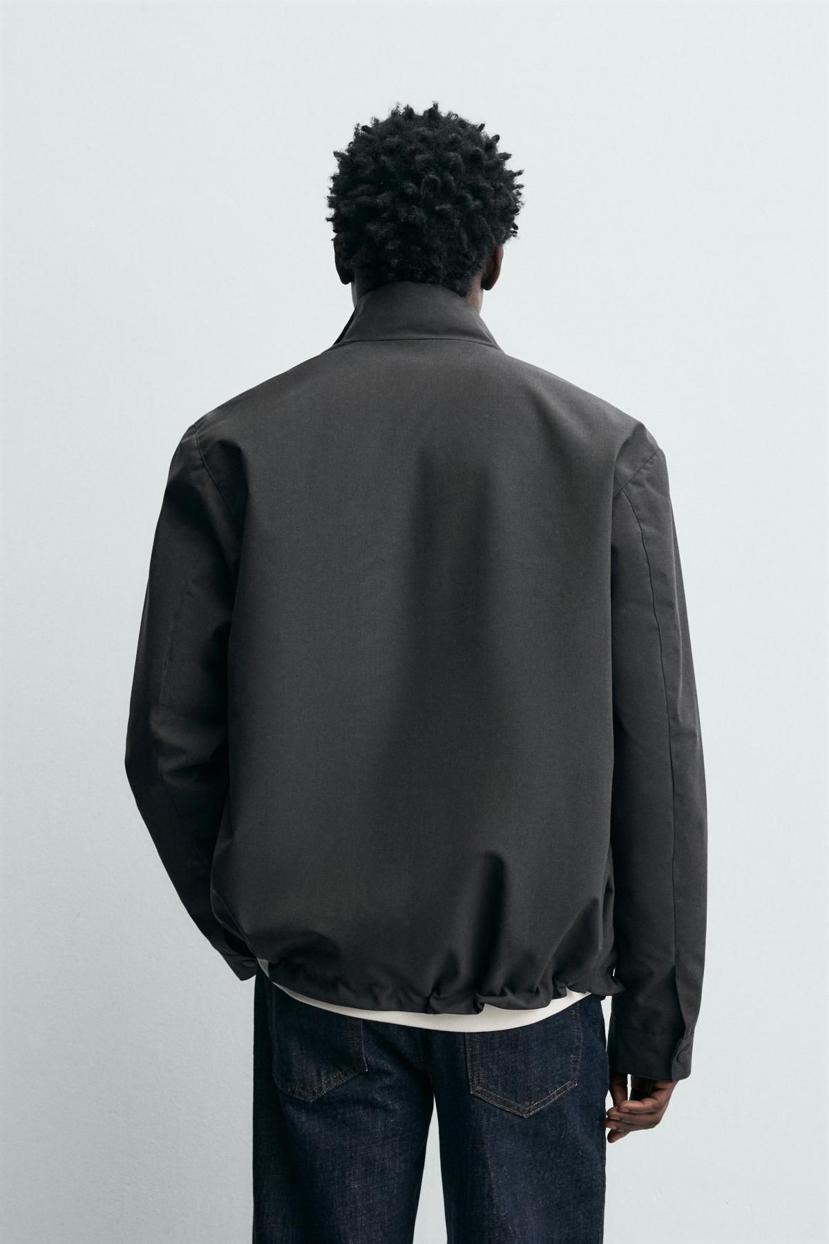 자라 테크니컬 레귤러핏 오버셔츠 집업 블랙 8281/281 ANTHRACITE GREY - 상세 이미지 4