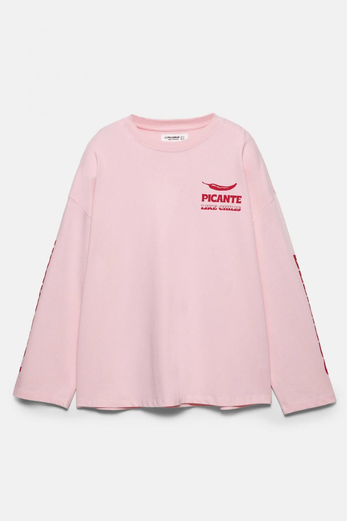 풀앤베어 그래픽 라운드넥 코튼 핑크 긴팔 티셔츠 3230/323 PINK - 메인 이미지