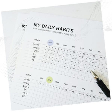 습관트래커 데일리 체크리스트 목표달성 플래너 루틴관리 기록지 월간 연간 갓생 챌린지 투두리스트 자기계발