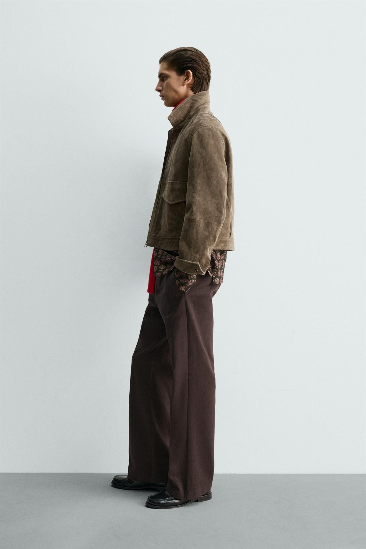 자라 박시핏 스웨이드 레더 재킷 3833/313 BROWN - 상세 이미지 5