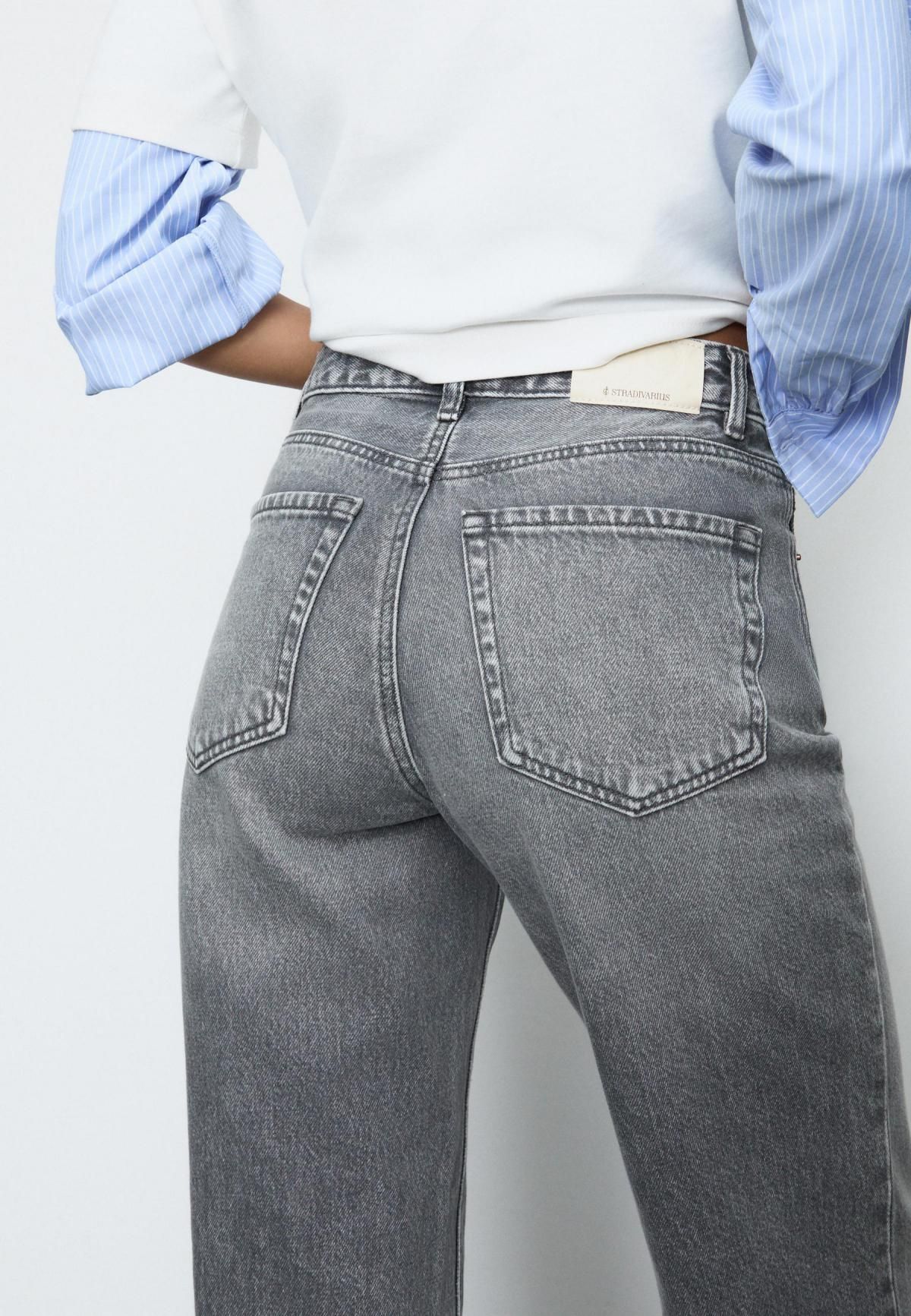 스트라디바리우스 스트레이트 와이드핏 데님 팬츠 4891/951 DARK GREY DENIM WASH - 상세 이미지 5