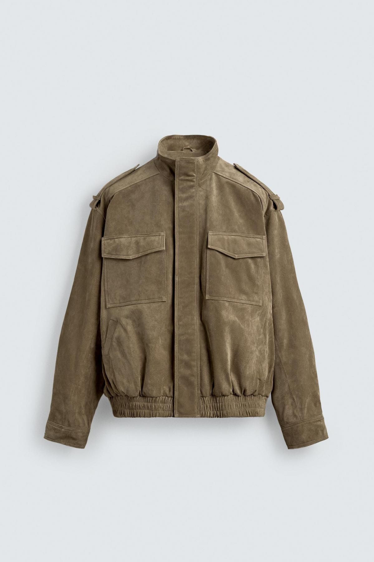 자라 테크니컬 스웨이드 레더 재킷 8281/555 BEIGE - 메인 이미지