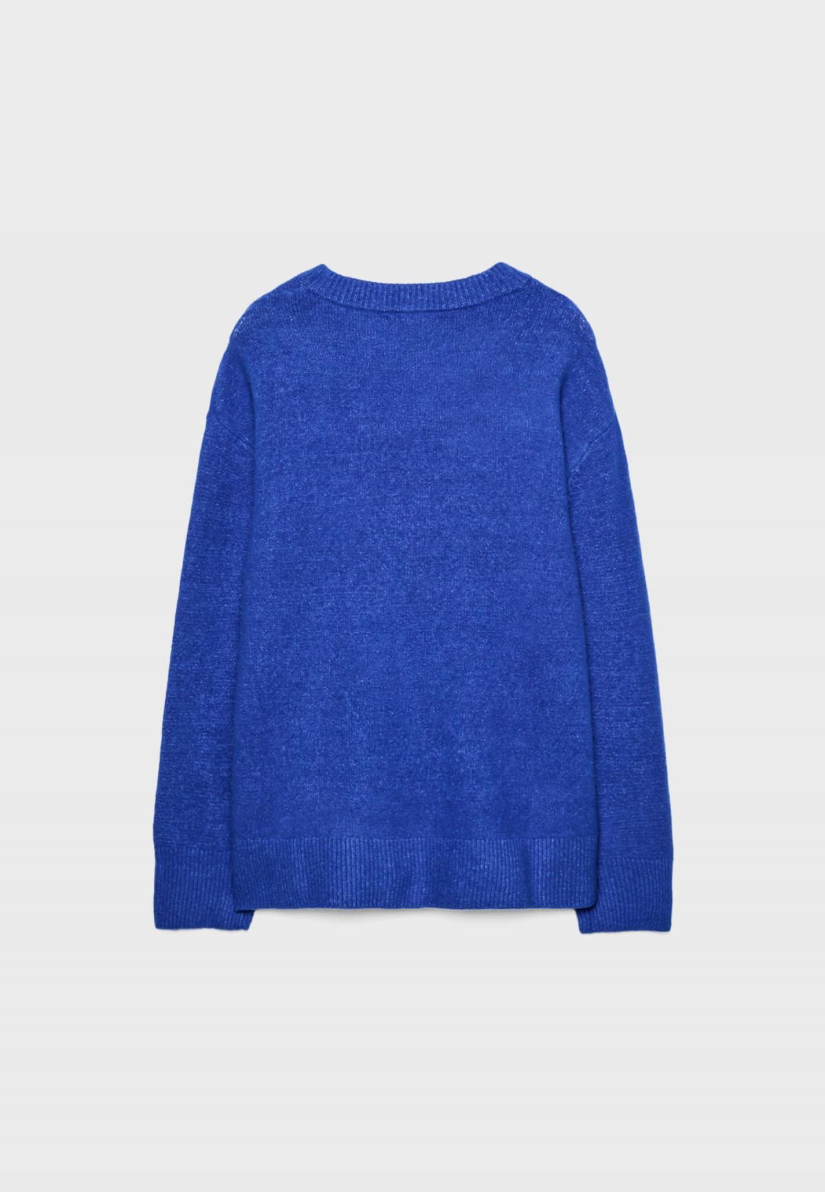 스트라디바리우스 소프트 라운드넥 니트 블루 스웨터 5010/400 ELECTRIC BLUE - 상세 이미지 3