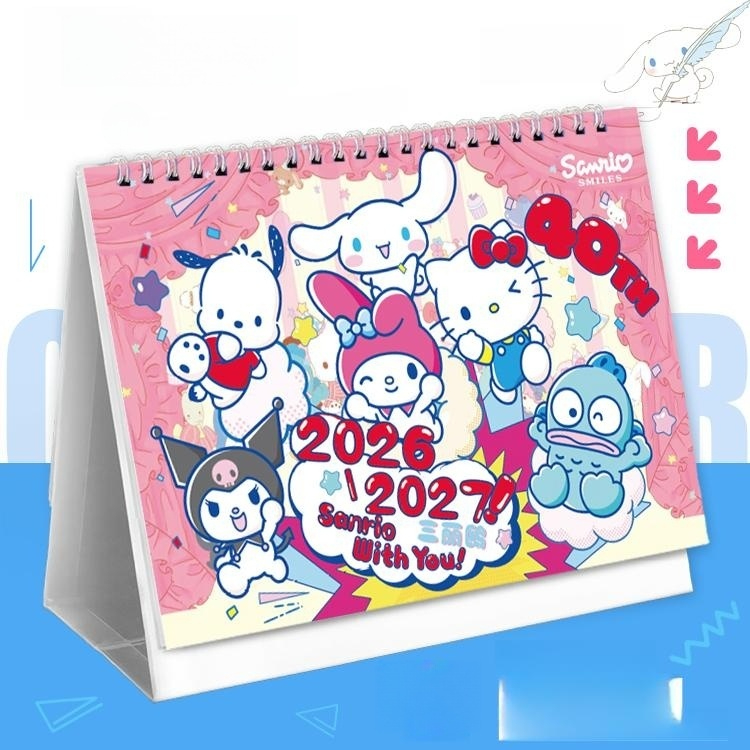 산리오 2026 27년 2년차 탁상 달력 노트 캘린더 장식 더블 이어 캘린더 2026-2027 - 상품 이미지