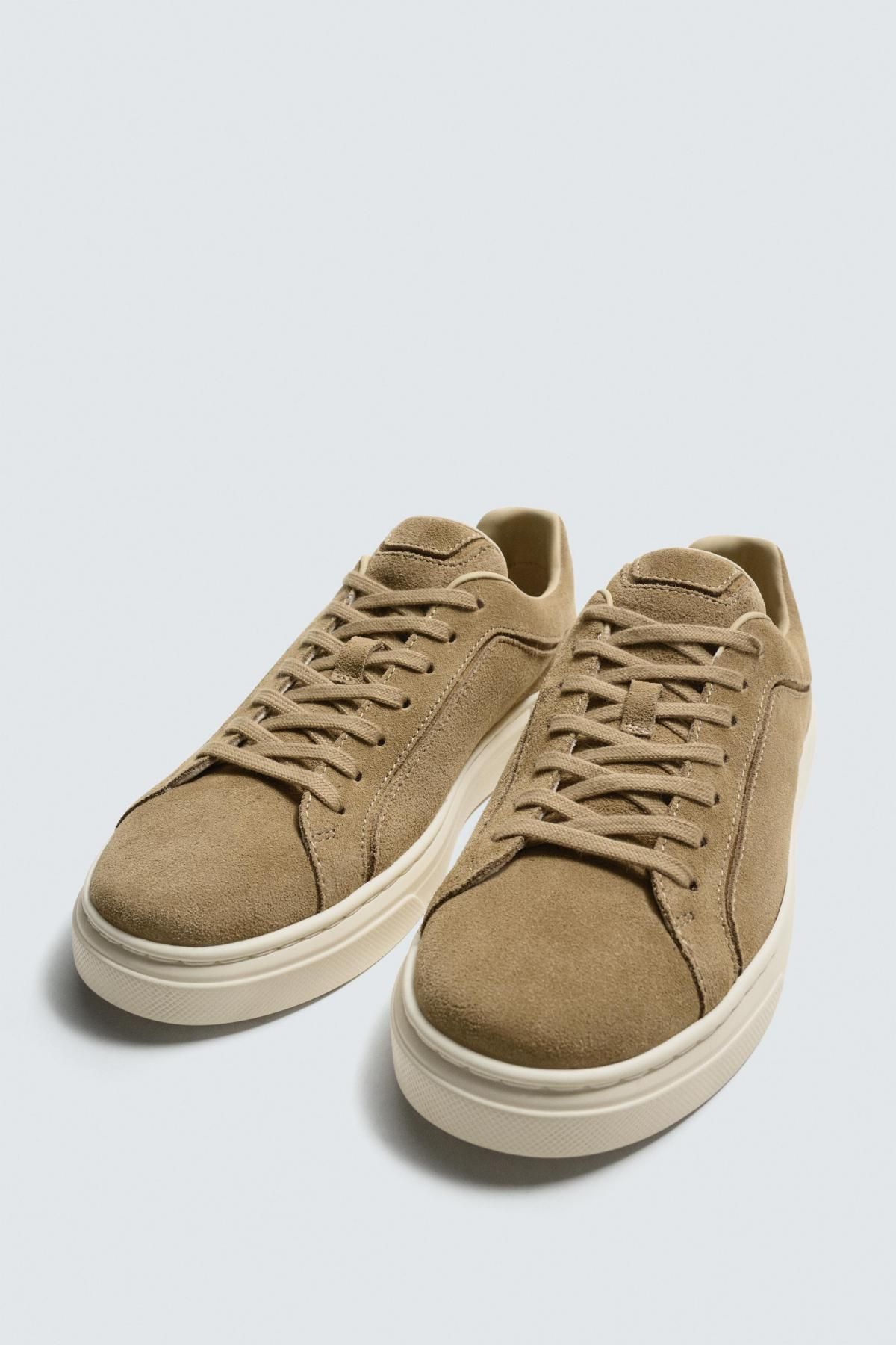 자라 스웨이드 가죽 베이직 로우탑 스니커즈 2207/720 SAND BROWN - 상세 이미지 5