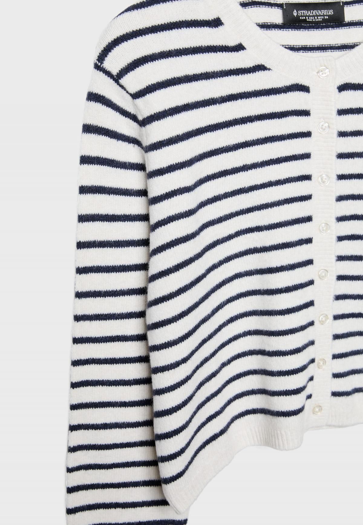 스트라디바리우스 스트라이프 소프트 니트 가디건 5015/479 NAVY BLUE - 상세 이미지 2