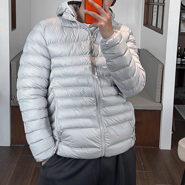 남자 허프 오버핏 겨울 후드 탈부착 경량 패딩 점퍼 이미지 8