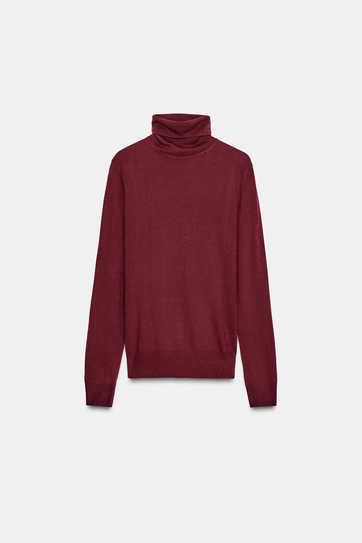 자라 울 하이넥 니트 버건디 스웨터 9598/135 BURGUNDY - 상품 이미지