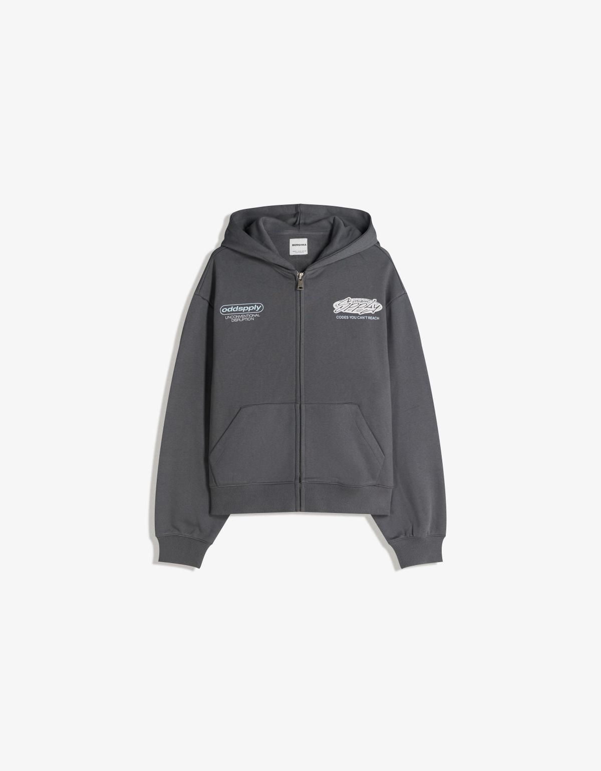 버쉬카 프린트 집업 후드 스웨트셔츠 7427/190 GREY - 상품 이미지