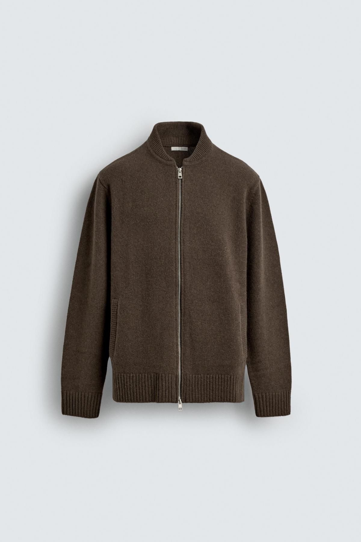 자라 브라운 울 테크니컬 집업 니트 재킷 2893/352 BROWN / TAUPE - 상품 이미지