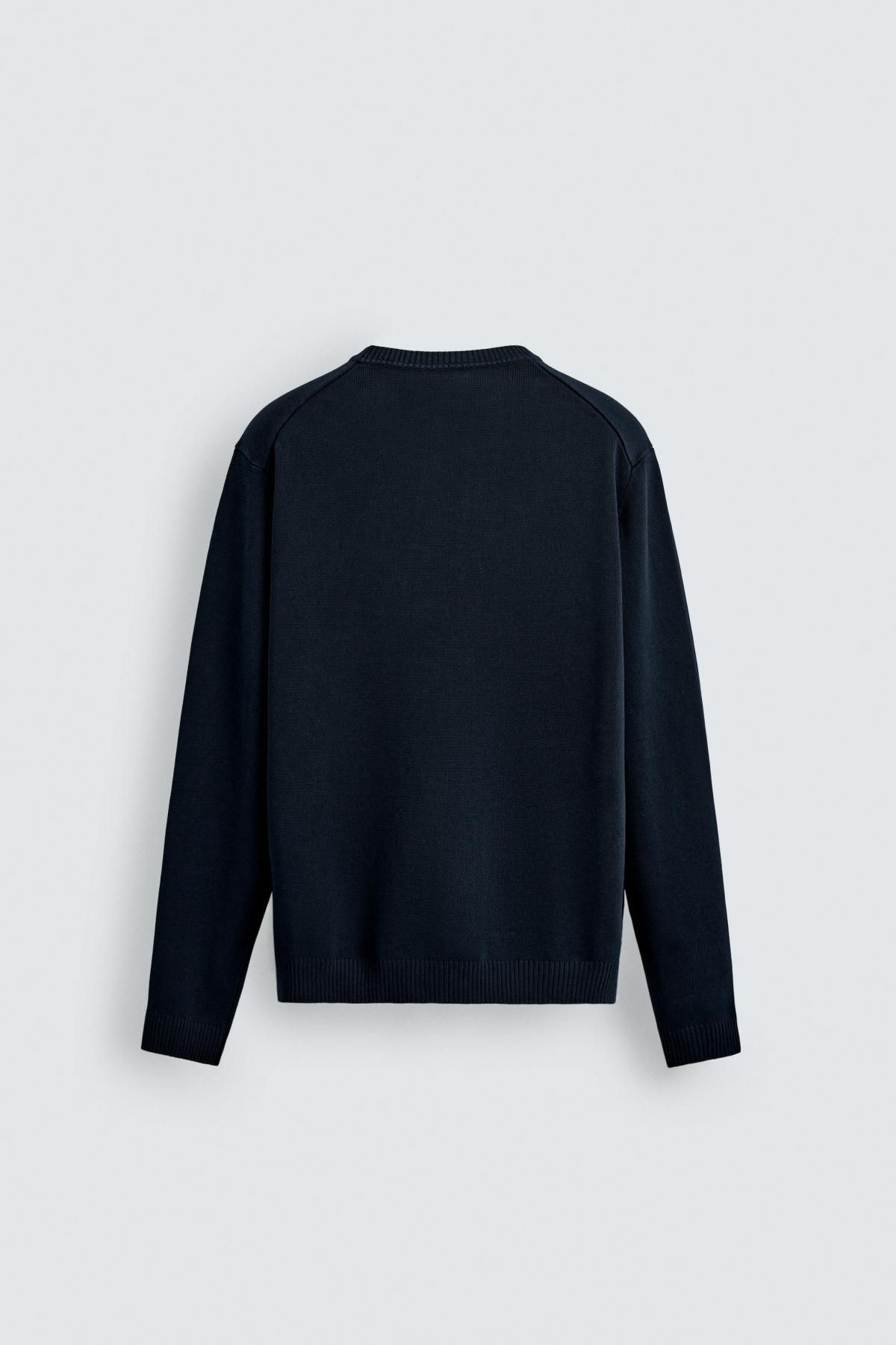 자라 테크니컬 텍스처 코튼 니트 스웨터 3332/421 NAVY BLUE 이미지 7