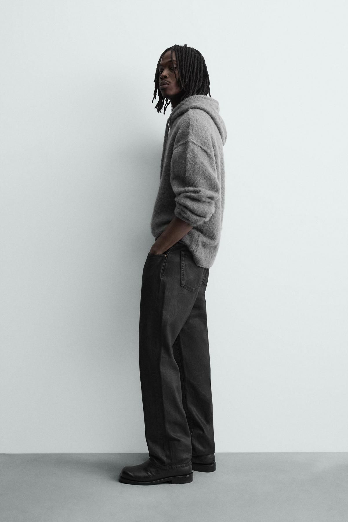 자라 브러쉬드 니트 후드 스웨트셔츠 3920/034 ANTHRACITE GREY - 상세 이미지 5