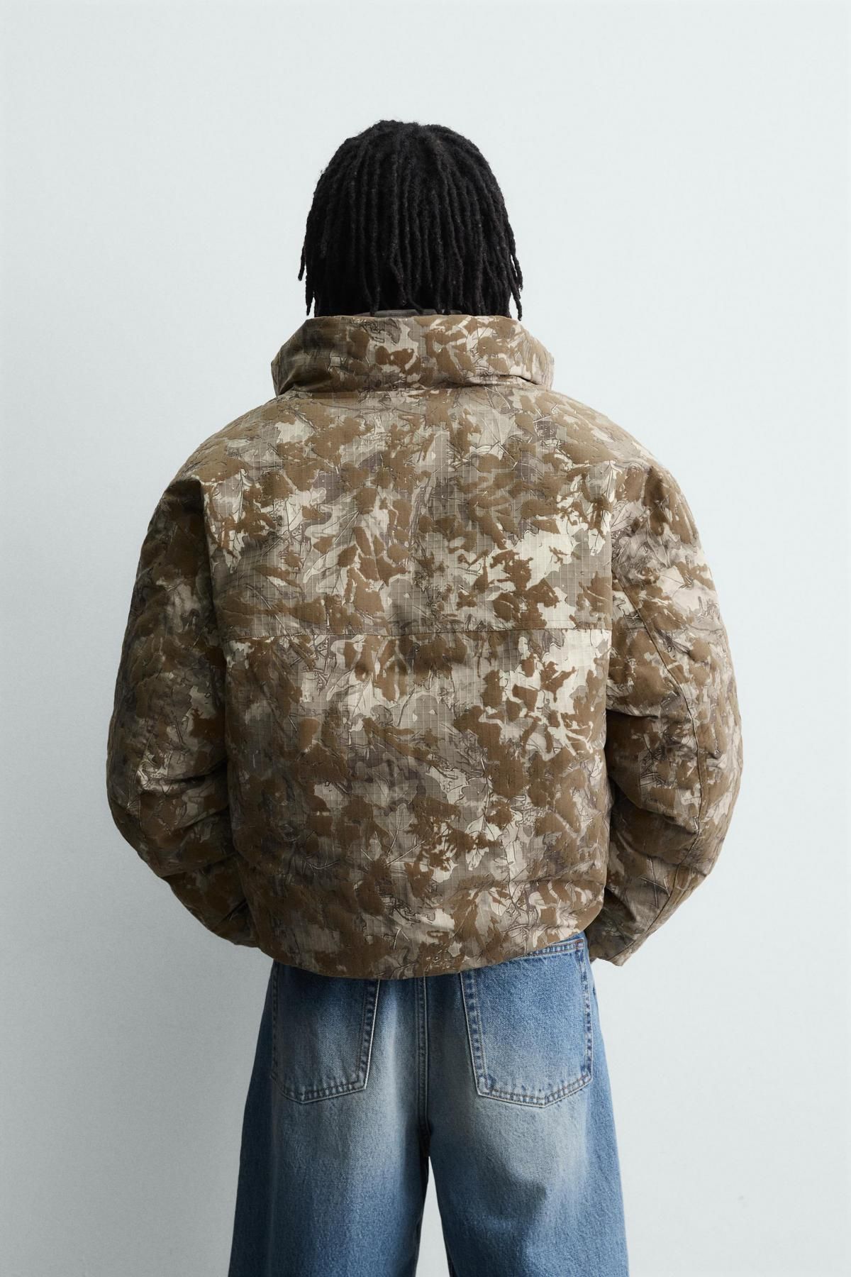 자라 테크니컬 플록 프린트 패딩 점퍼 3833/408 BEIGE - 상세 이미지 3