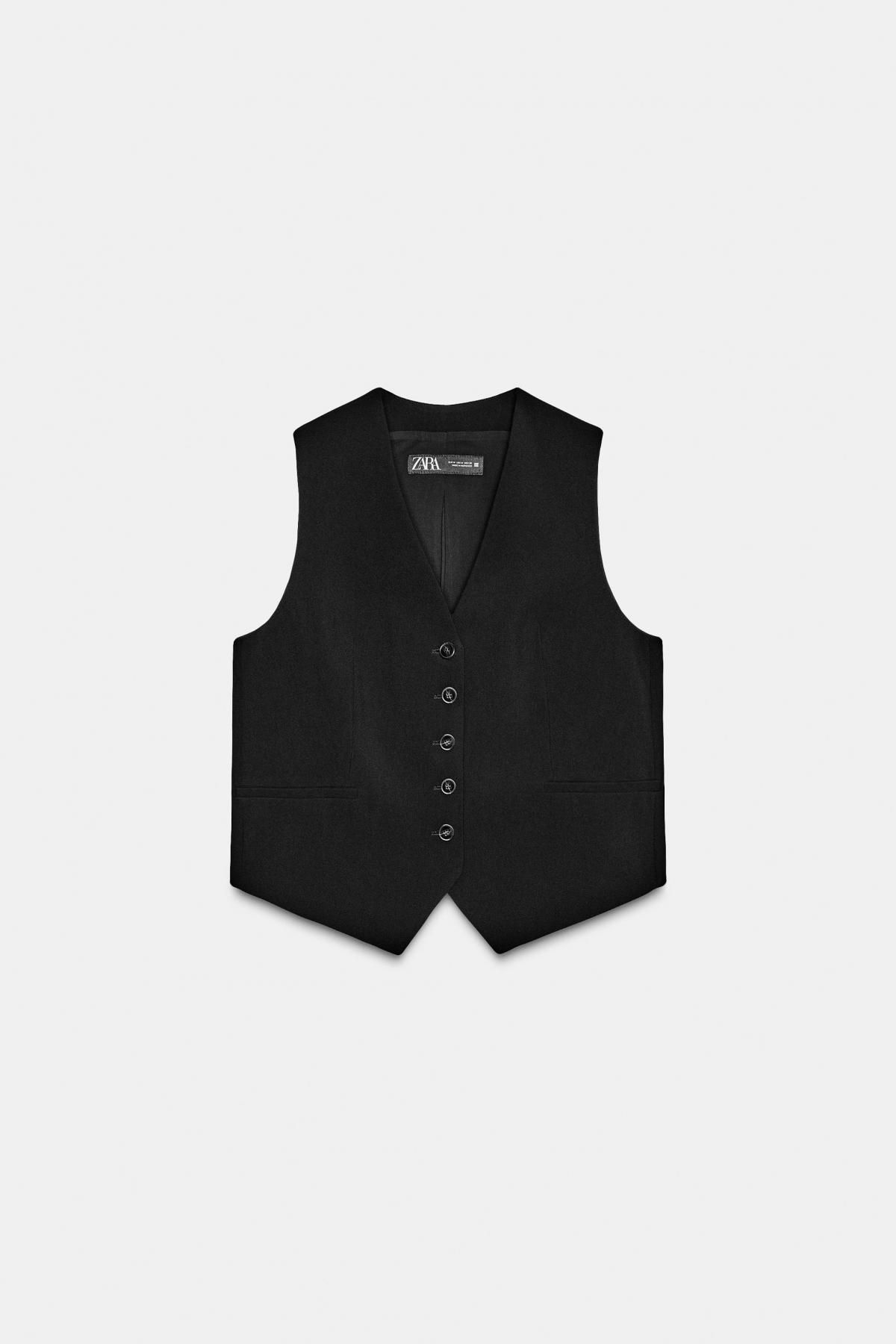 자라 테일러드 브이넥 베스트 8025/901 BLACK - 상품 이미지
