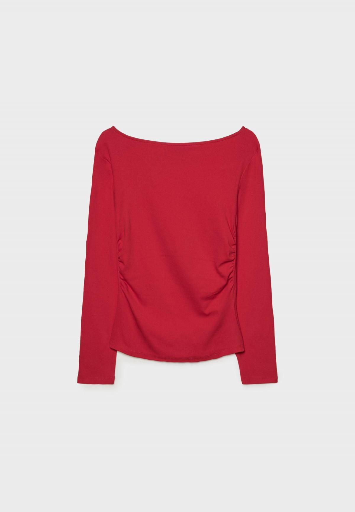스트라디바리우스 보트넥 셔링 긴팔 티셔츠 6522/887 DARK RED - 상품 이미지