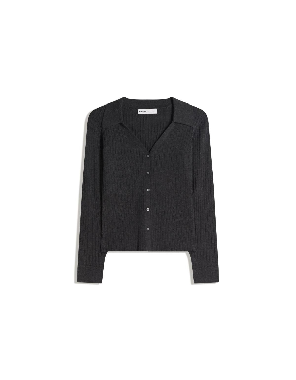 버쉬카 폴로카라 골지 가디건 0018/663 DARK GREY - 메인 이미지