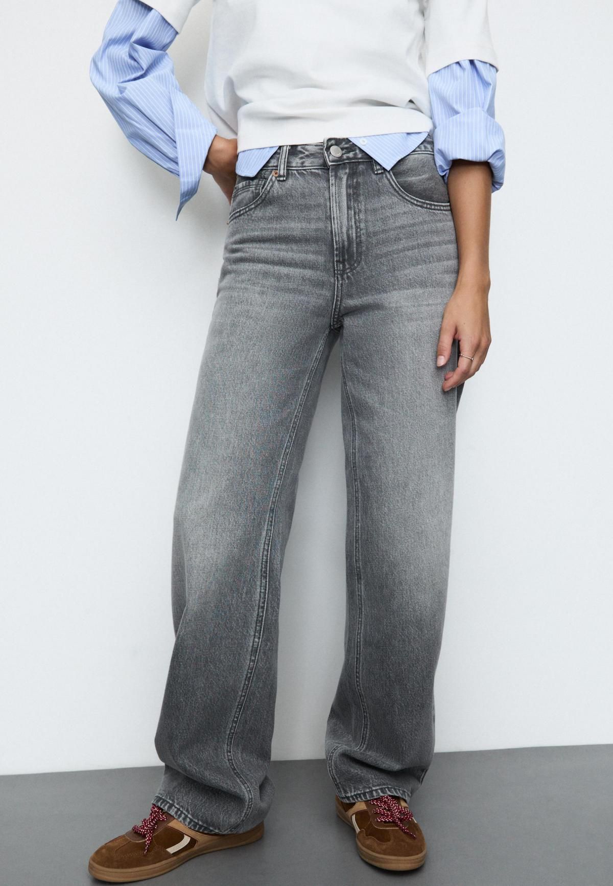스트라디바리우스 스트레이트 와이드핏 데님 팬츠 4891/951 DARK GREY DENIM WASH - 상품 이미지