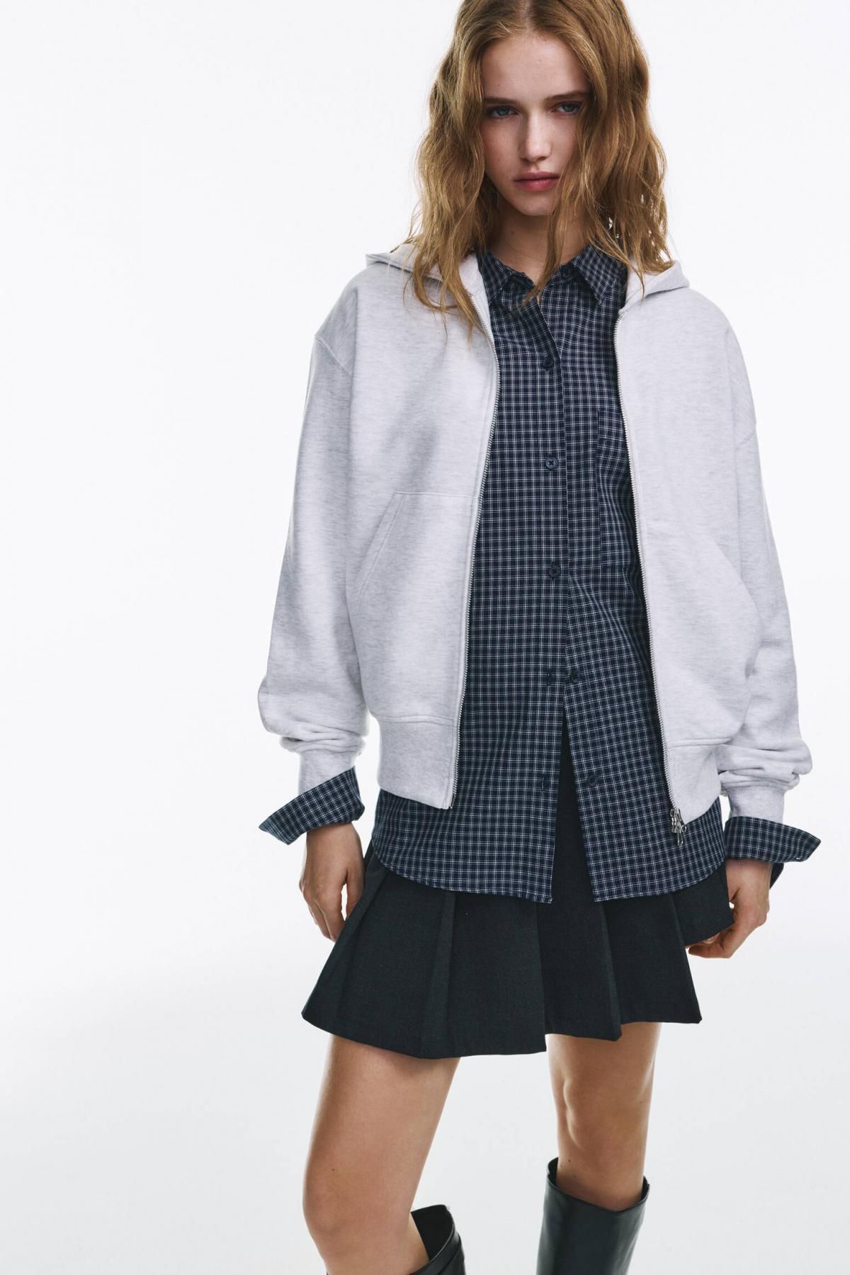 풀앤베어 오버핏 그레이 집업 후드티 3550/302 GREY MARL - 상세 이미지 2