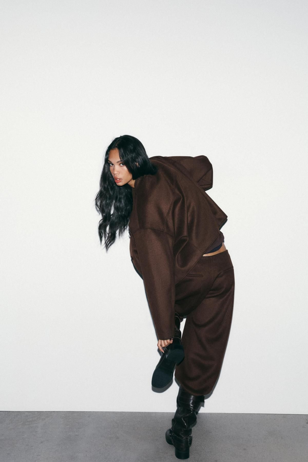 자라 울 플리츠 배럴 팬츠 루즈핏 5427/522 DARK BROWN - 상세 이미지 4