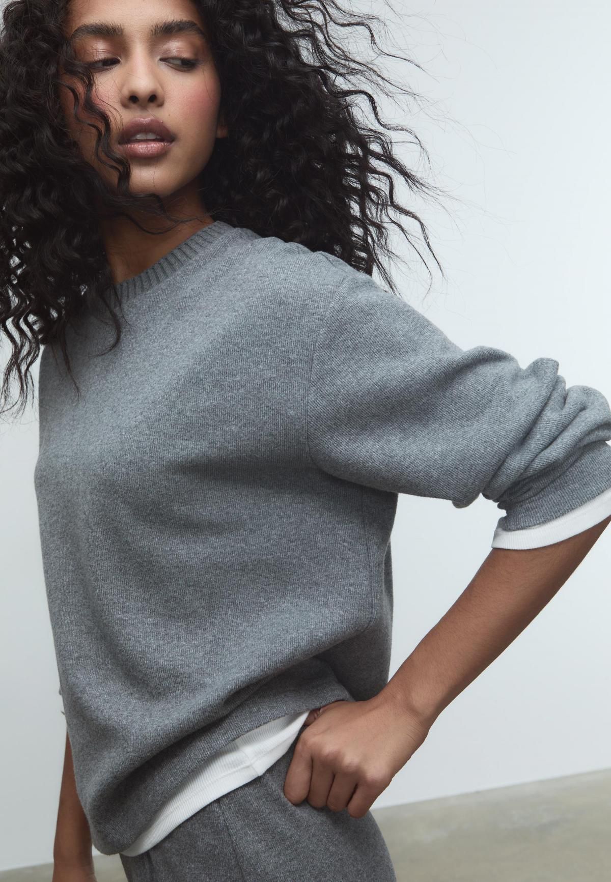 스트라디바리우스 소프트 루즈핏 라운드넥 니트 스웨터 6535/385 DARK GREY - 상세 이미지 5