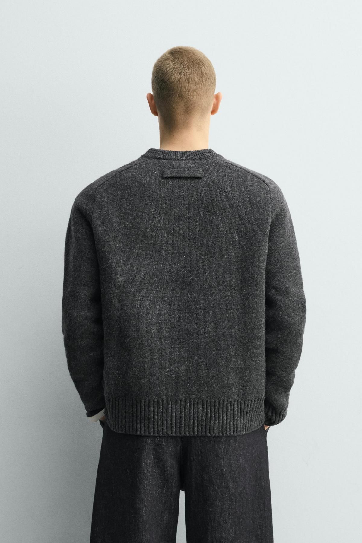 자라 더블페이스 라운드 울 니트 스웨터 2893/367 ANTHRACITE GREY - 상세 이미지 4