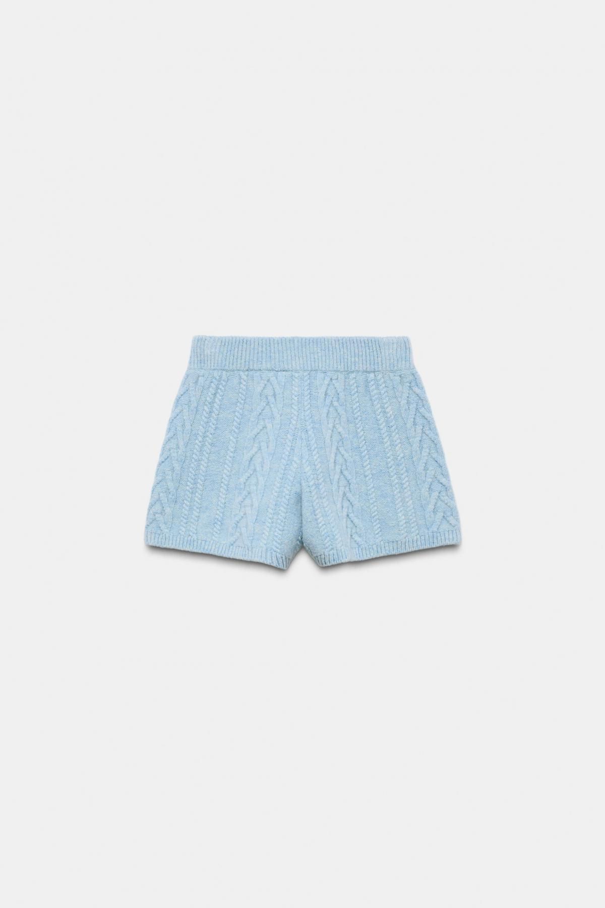 자라 테크니컬 블루 울 케이블 니트 반바지 5755/027 LIGHT BLUE 이미지 7