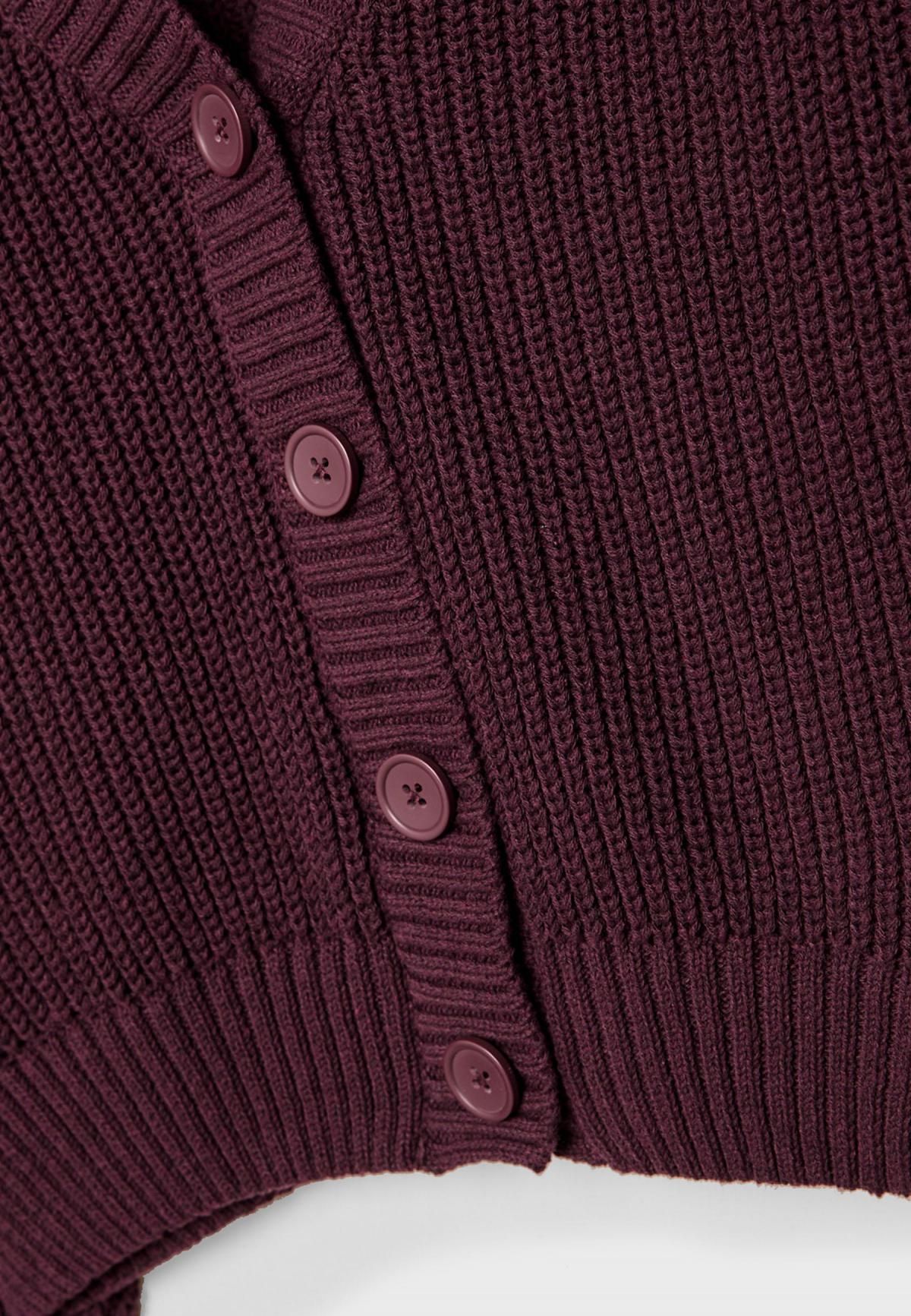 스트라디바리우스 버건디 브이넥 버튼업 니트 가디건 7549/958 BURGUNDY - 상세 이미지 2