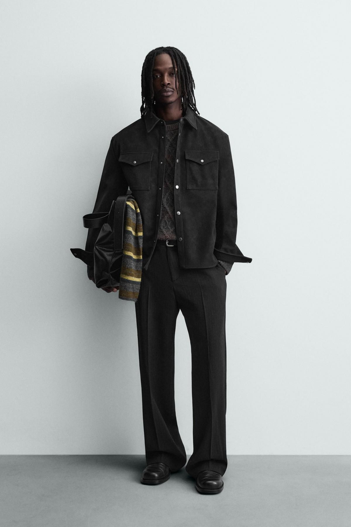 자라 페이크 레더 릴렉스핏 오버셔츠 3715/202 BLACK - 상세 이미지 2