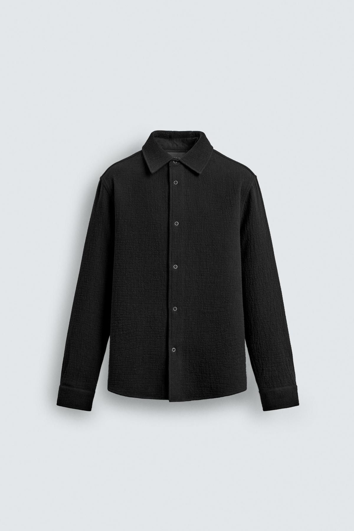 자라 텍스처 릴랙스핏 오버셔츠 블랙 4043/556 BLACK - 상품 이미지