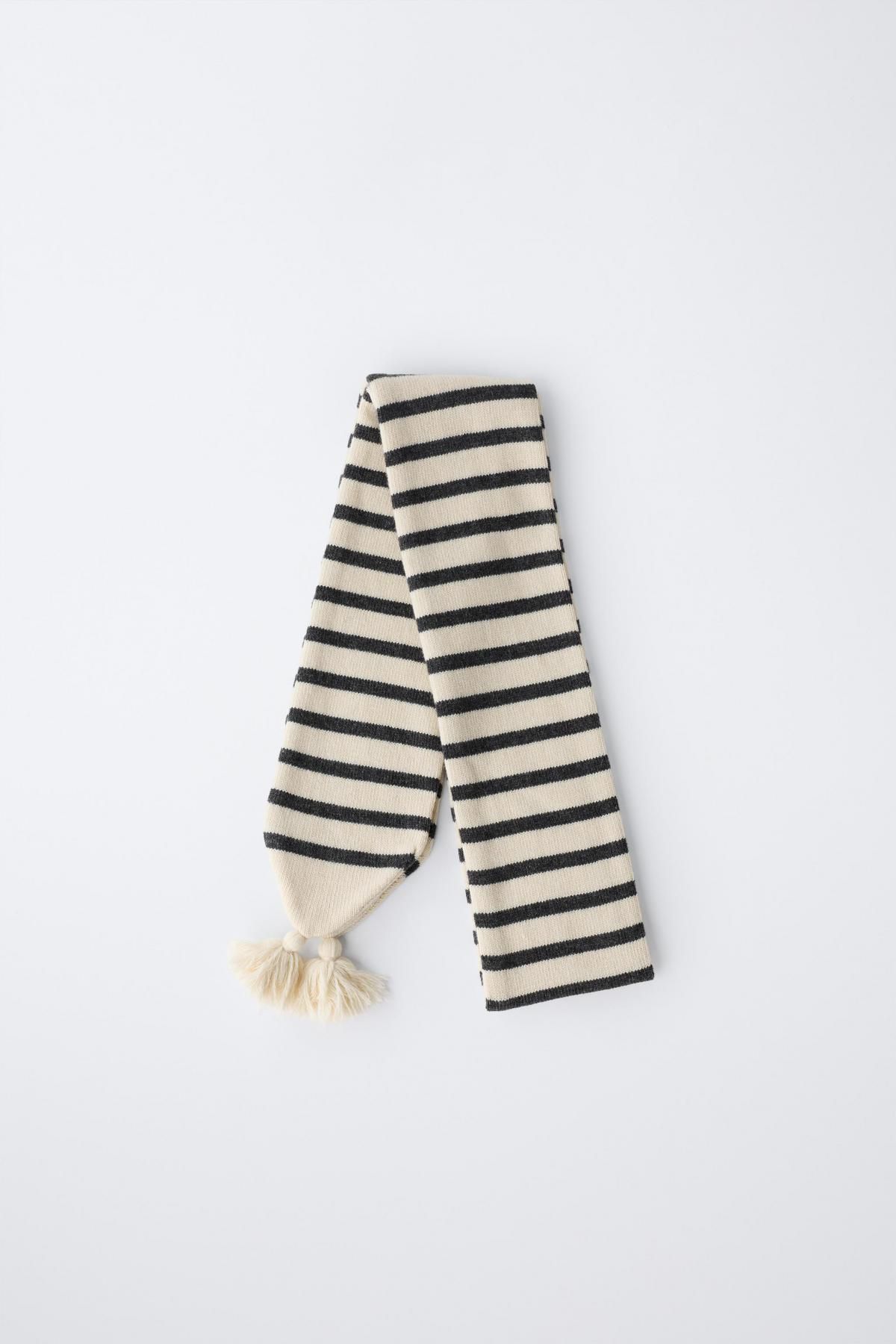 자라 스트라이프 울 니트 머플러 프린지 5536/217 GREY / BEIGE - 상세 이미지 2