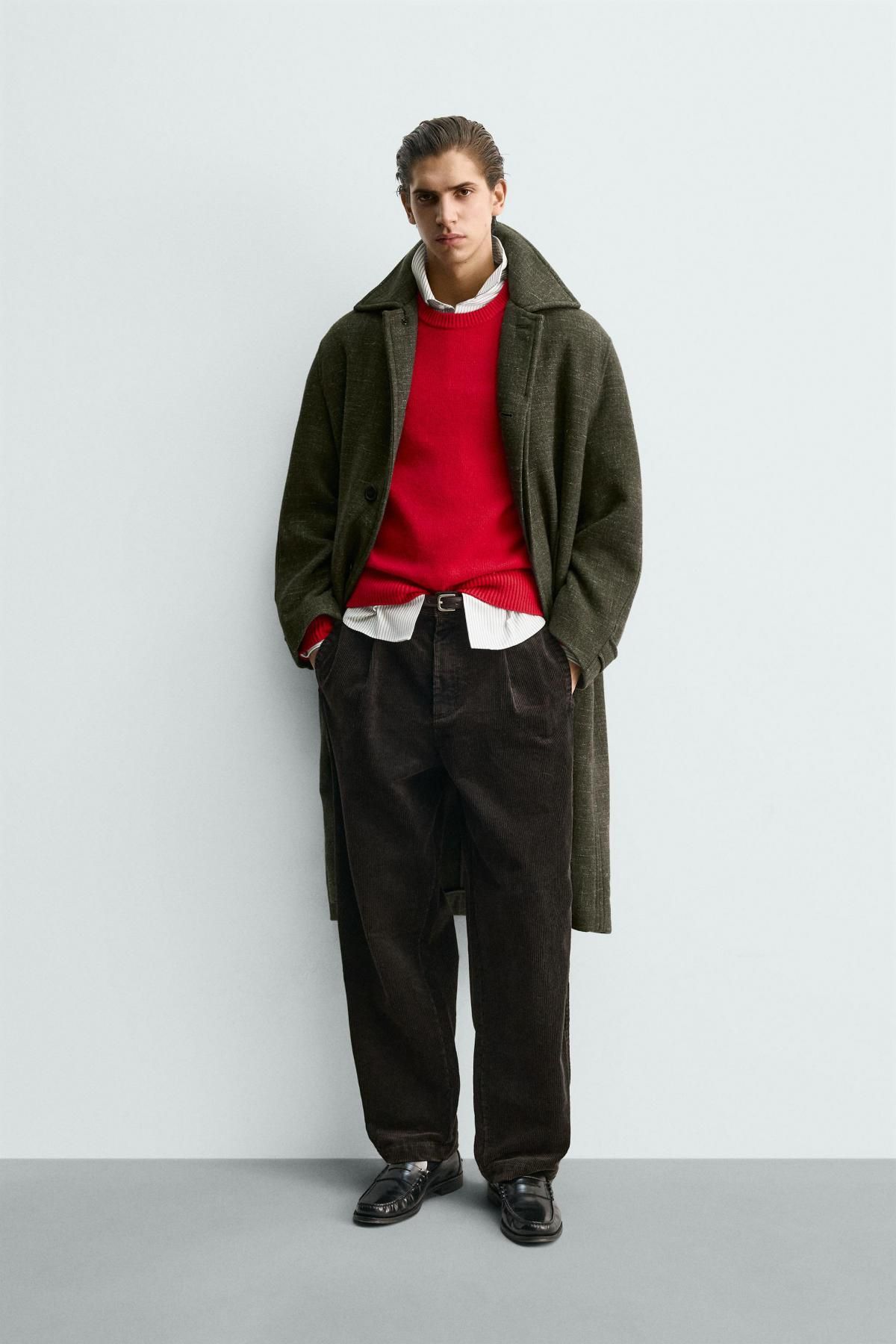 자라 한정판 헤더 텍스처 울 코트 4131/123 GREEN - 상세 이미지 2