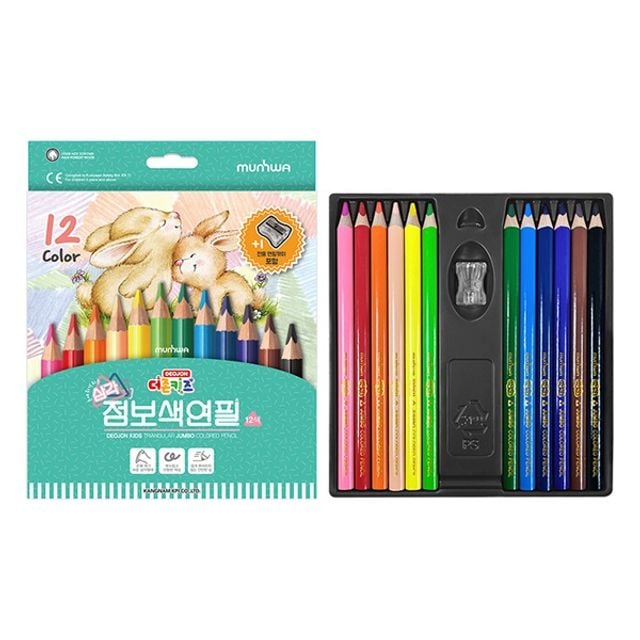 (문화연필) 점보색연필 12색 굵은 색연필 - 메인 이미지