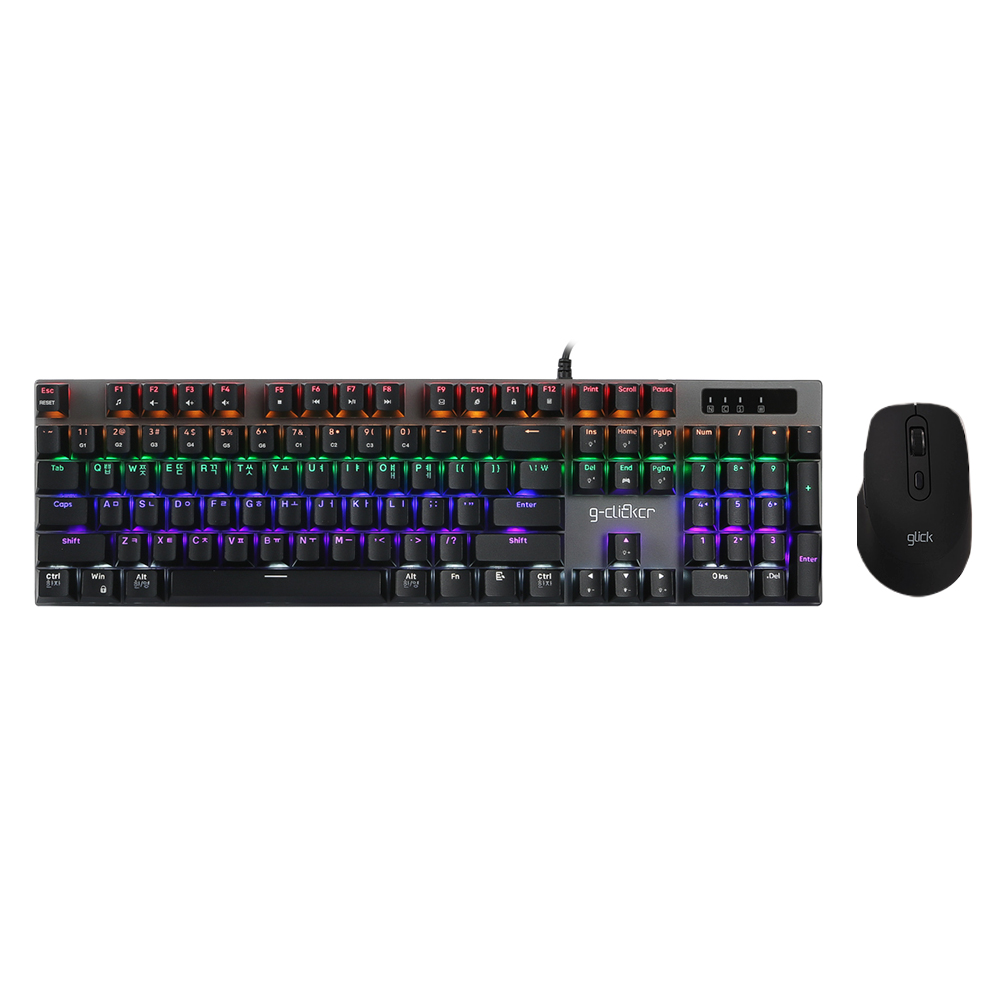 지클릭커 GMK-514 104키 풀배열 게이밍 기계식 키보드 마우스 세트 화이트 적축 - 상세 이미지 3