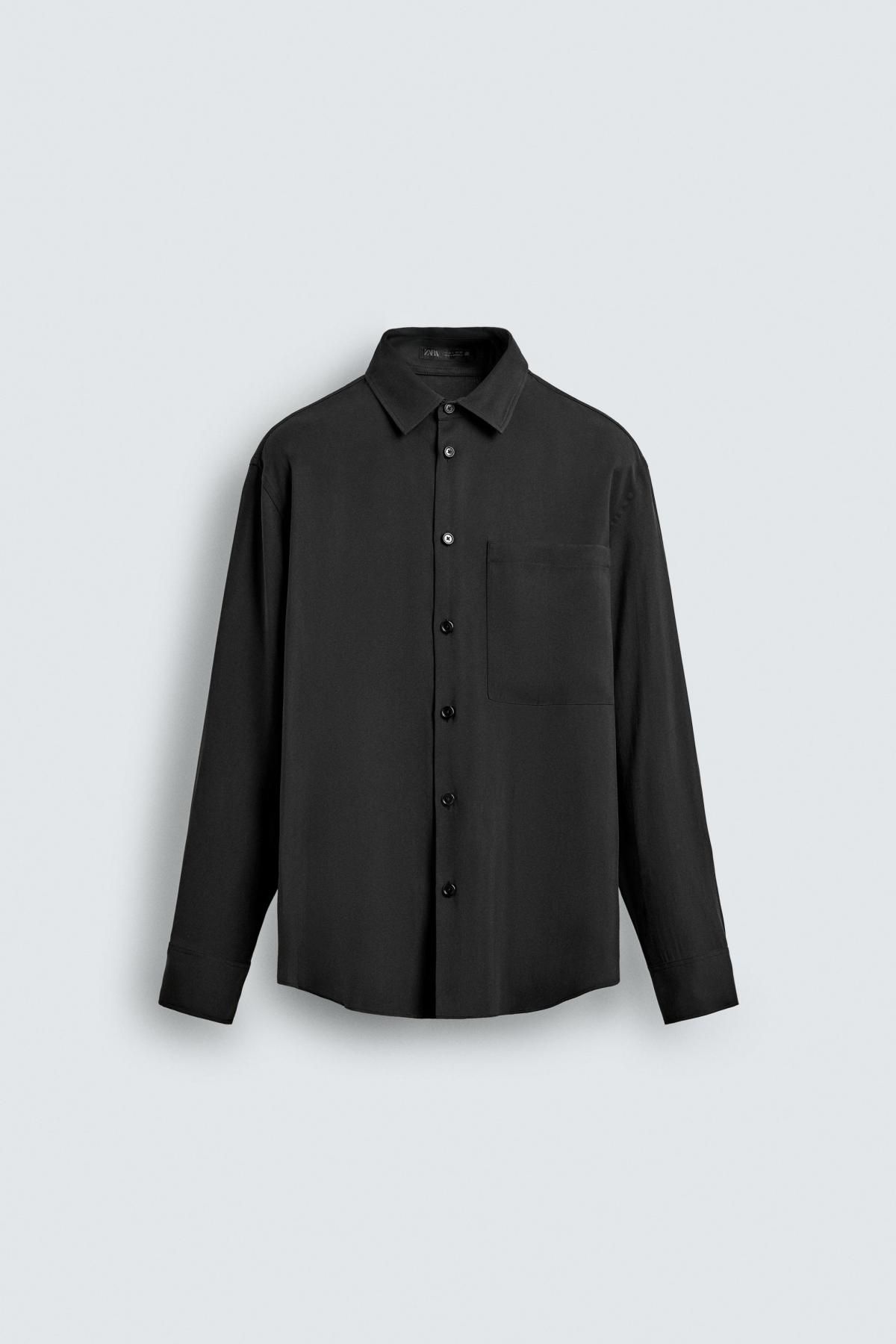 자라 테크니컬 모달 블렌드 루즈핏 긴팔 셔츠 4038/519 BLACK - 상품 이미지