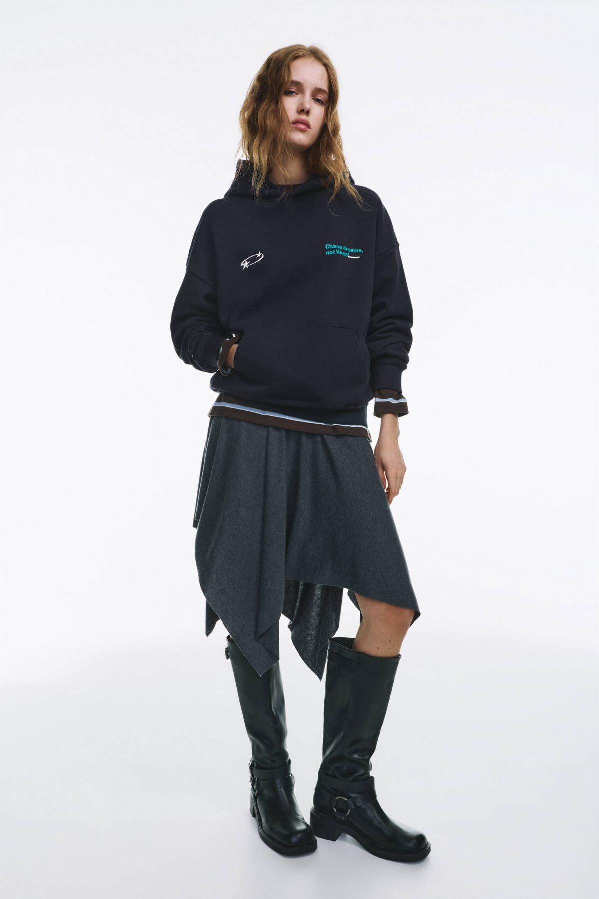 풀앤베어 스타 그래픽 코튼 오버핏 후드티 7560/355 NAVY - 상세 이미지 5