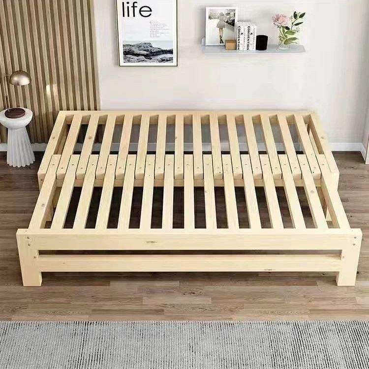 접이식 원목침대 평상 공간활용 침대프레임 베드 확장 침대틀 폭 100cm - 상품 이미지