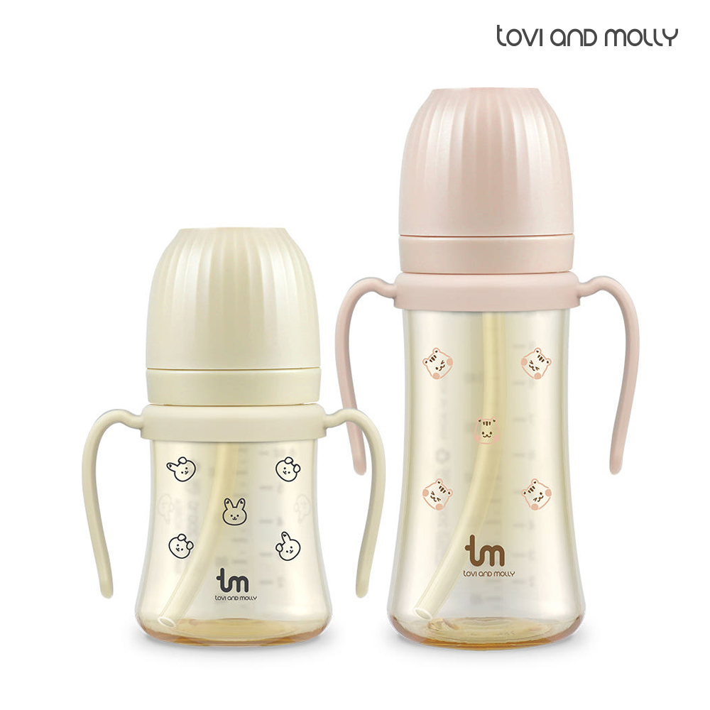 [토비앤몰리] 1+1 180ml 280ml 새지않는 아기 유아 어린이집 이유식 자기주도 빨대컵